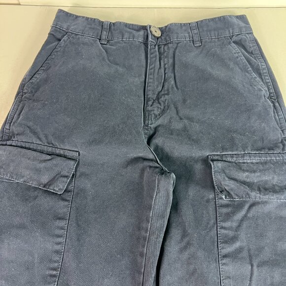 Zara Pants Women's 29x29* High Rise Wide Leg Dark Blue Faded Cargos Tag 4 - Picture 2 of 16